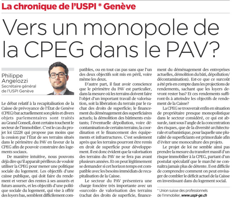 Vers un monopole de la CPEG dans le PAV ?